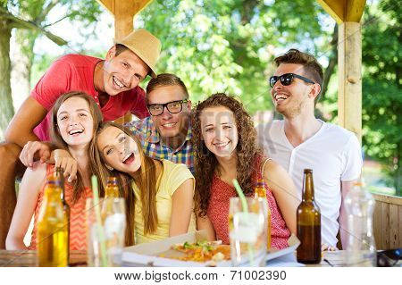 Friends drinking and talking