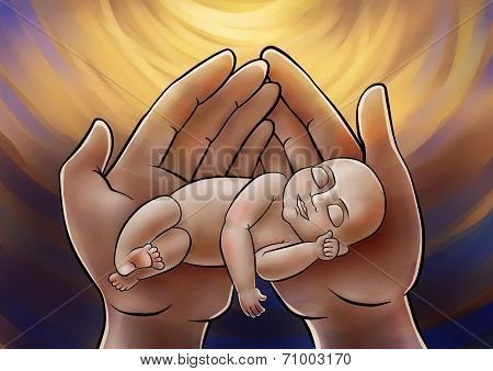 Little Baby On The Mothers Hands