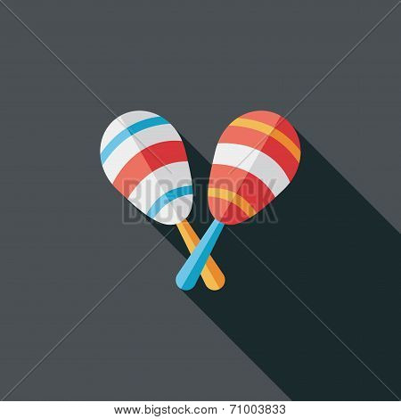 Wooden Rattle Flat Icon With Long Shadow,eps10