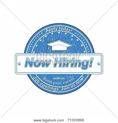 Now Hiring Stamp Label