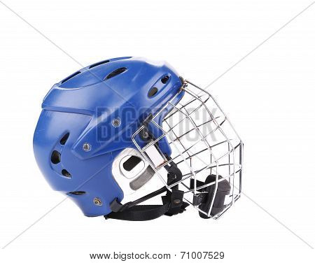 Blue hockey goalie mask.