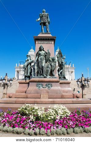 Statue of zar Alexander II on June 22 2013 in Helsinki Finland.