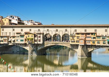 Scenic view of Famous landmark Ponte Vecchio in Florence Italy.
