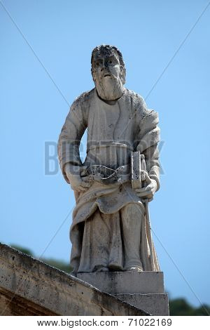 PERAST, MONTENEGRO - JUNE 08: Statue of st. Paul, St. Mark's Catholic Church in Perast, Montenegro on June 08, 2012 