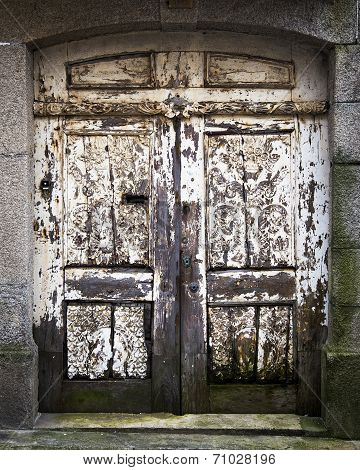 Old Doorward, Weathered And Rotting In Porto