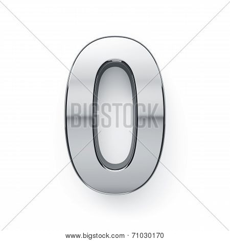 3D Render Of Metalic Digit Simbol - 0