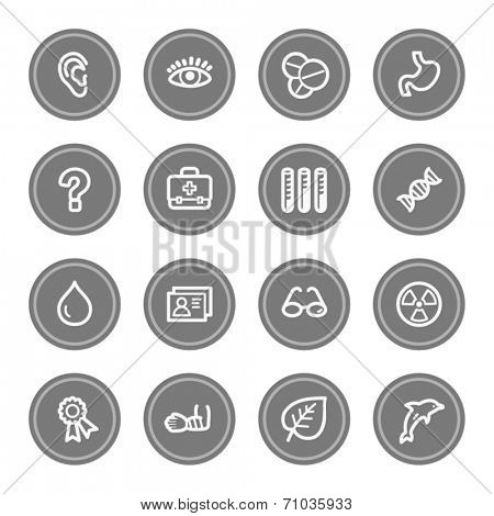 Medicine web icon set 2, grey circle buttons