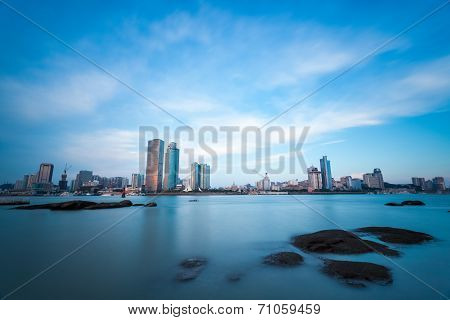 Xiamen, City Skyline At Twilight