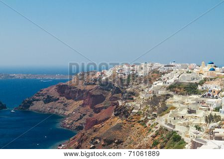 Oia, traditional greek village and Aegan sea, Greece