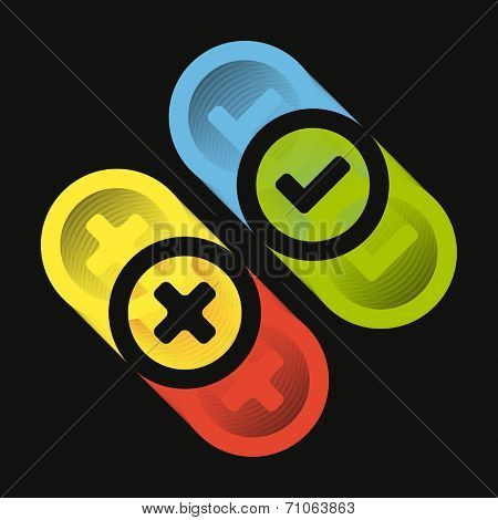 Approved and rejected icons. Vector set. 