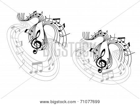 Abstract musical waves compositions