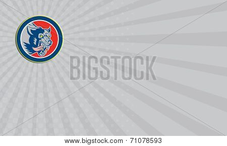Business Card Angry Wolf Wild Dog Head Circle Retro