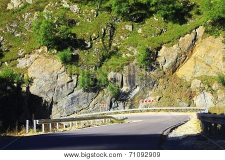 Mountain Highway And Landscape. North Caucasus Travel.