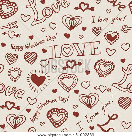 Valentine hand drawn pattern