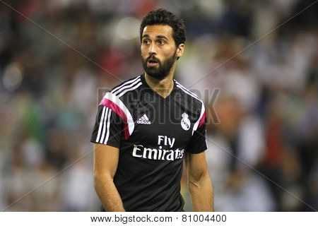 BARCELONA - MAY,11: Alvaro Arbeloa of Real Madrid during the Spanish League match between Espanyol and Real Madrid at the Estadi Cornella on May 11, 2013 in Barcelona, Spain