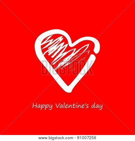 Vector. Heart on a red background on Valentines Day.