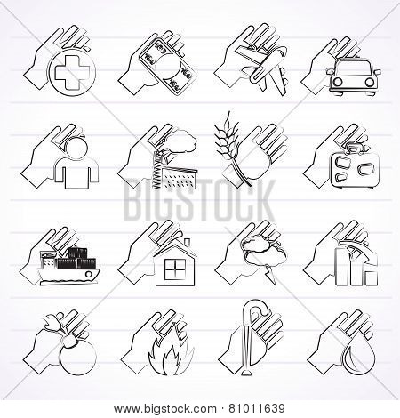 Insurance and risk icons