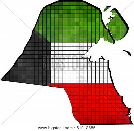 Kuwait map with flag inside