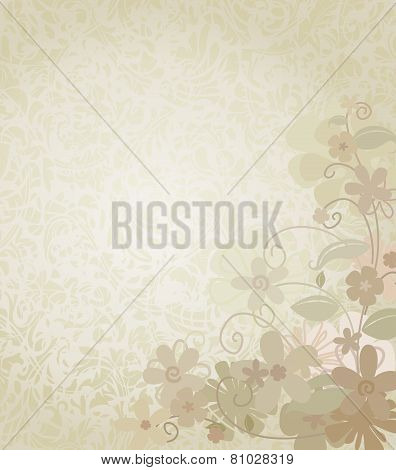 Vintage Background Framed with Corner Border Flowers