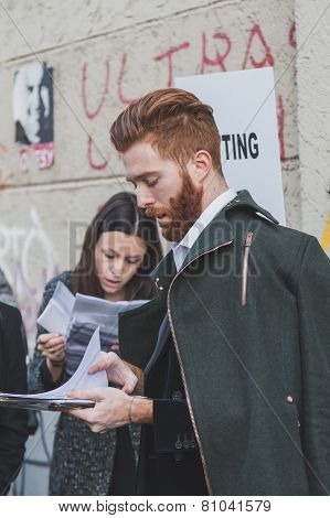 People Outside Dirk Bikkembergs Fashion Show Building For Milan Men's Fashion Week 2015