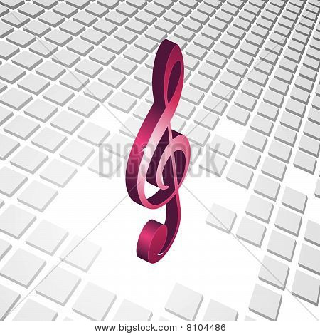 abstract 3D music clef background with 3d cubes