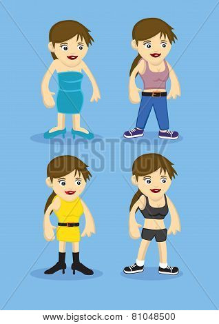 Women Fashion Cartoon Characters
