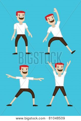 Cartoon Man Warm-up Stretching Exercises