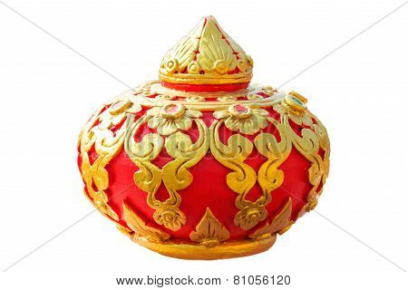 isolated pot art hand carved in the temple northern of Thailand