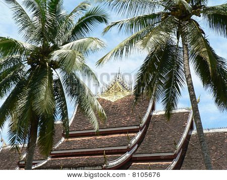 Tempel Dach mit Palmen