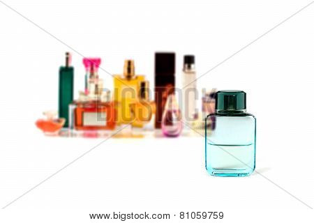 Various Perfumes Collection Isolated On White