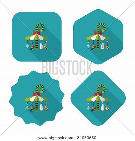 Decorative Candy Cane Flat Icon With Long Shadow Eps10