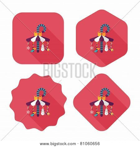 Decorative Candy Cane Flat Icon With Long Shadow Eps10