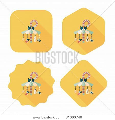 Decorative Candy Cane Flat Icon With Long Shadow Eps10