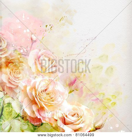 Watercolor painting floral background