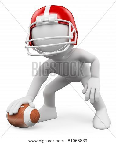 3D White People. American Football Player. Rugby