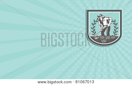 Business Card Organic Farmer Grabhoe Plant Shield