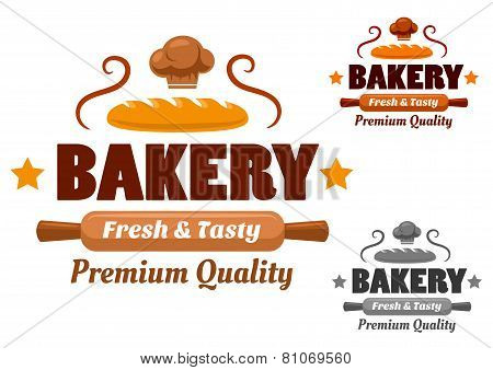 Fresh and Tasty cartoon bakery emblem