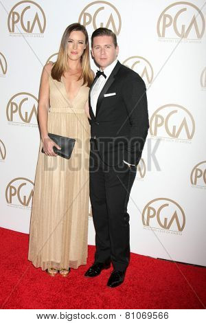 LOS ANGELES - JAN 24:  Charlie Webster, Allen Leech at the Producers Guild of America Awards 2015 at a Century Plaza Hotel on January 24, 2015 in Century City, CA