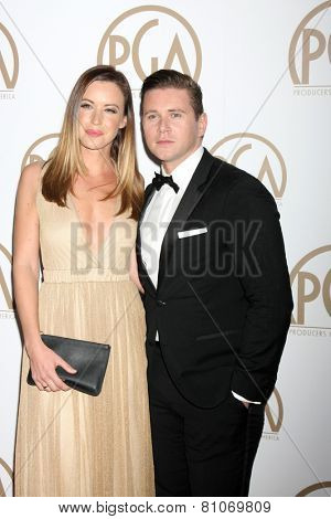 LOS ANGELES - JAN 24:  Charlie Webster, Allen Leech at the Producers Guild of America Awards 2015 at a Century Plaza Hotel on January 24, 2015 in Century City, CA