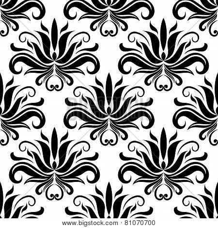 Seamless damask pattern with stylized yucca