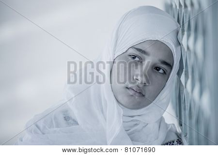 Arabic Muslim Middle Eastern girl wearing white