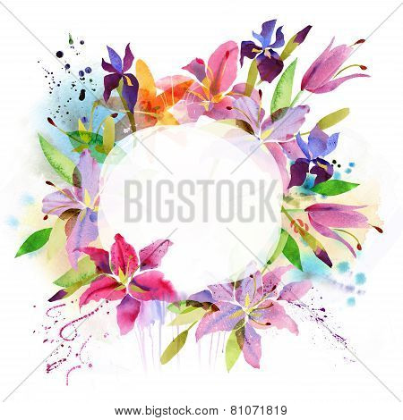 Watercolor flowers background