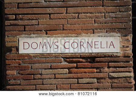 Detail Of A Script To Give Street Indication In Pompei