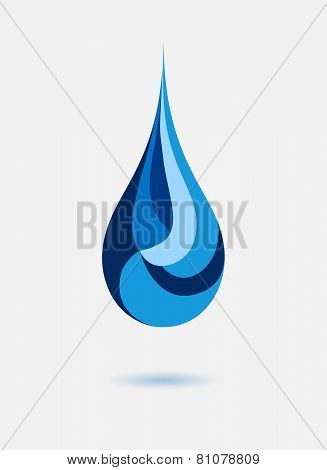 Abstract blue water drop. Vector creative concept.