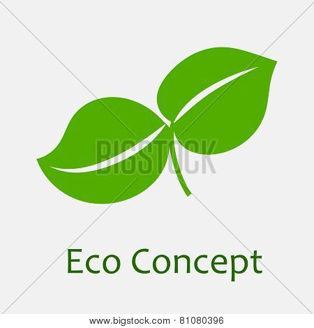 Green leaves. Ecology icon.