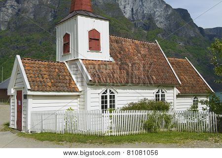 Undredal Stave church exterior in Undredal, Norway.