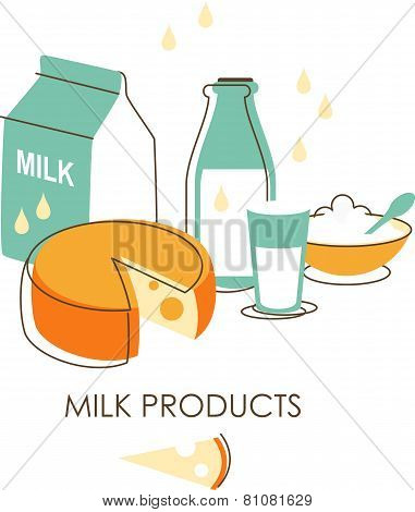 Set of dairy products