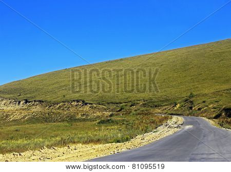 Mountain Highway And Landscape. North Caucasus Travel.