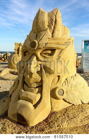 Atlantic City,NJ/USA-July 28,2014: Sand sculpting competition has evolved into a major performing arts attraction in Atlantic City, NJ. This piece of sand art was made by Daniel Belcher.