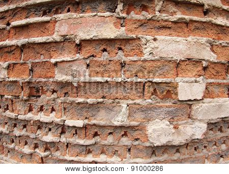 Fragment Of The Old Wall Of The Destroyed Bricks